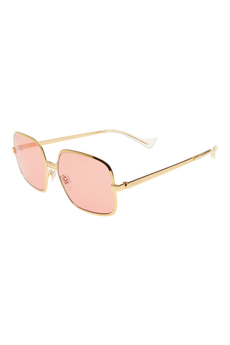 60mm Square Sunglasses, Alternate, color, GOLD