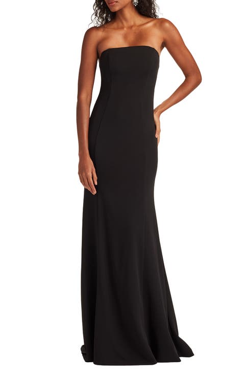 Bow Strapless Crepe Taffeta Gown