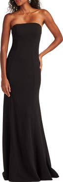 Tadashi Shoji Bow Strapless Crepe Taffeta Gown