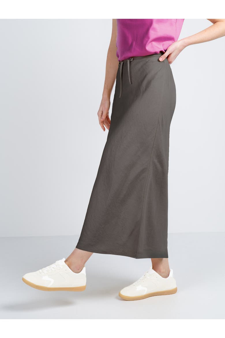 Bias Cut Linen Blend Skirt, Alternate, color, Dark Mole