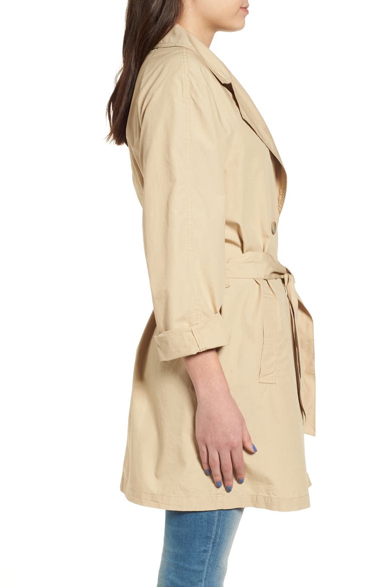 Double Breasted Belted Trench Coat, Alternate, color, BEIGE NOUGAT