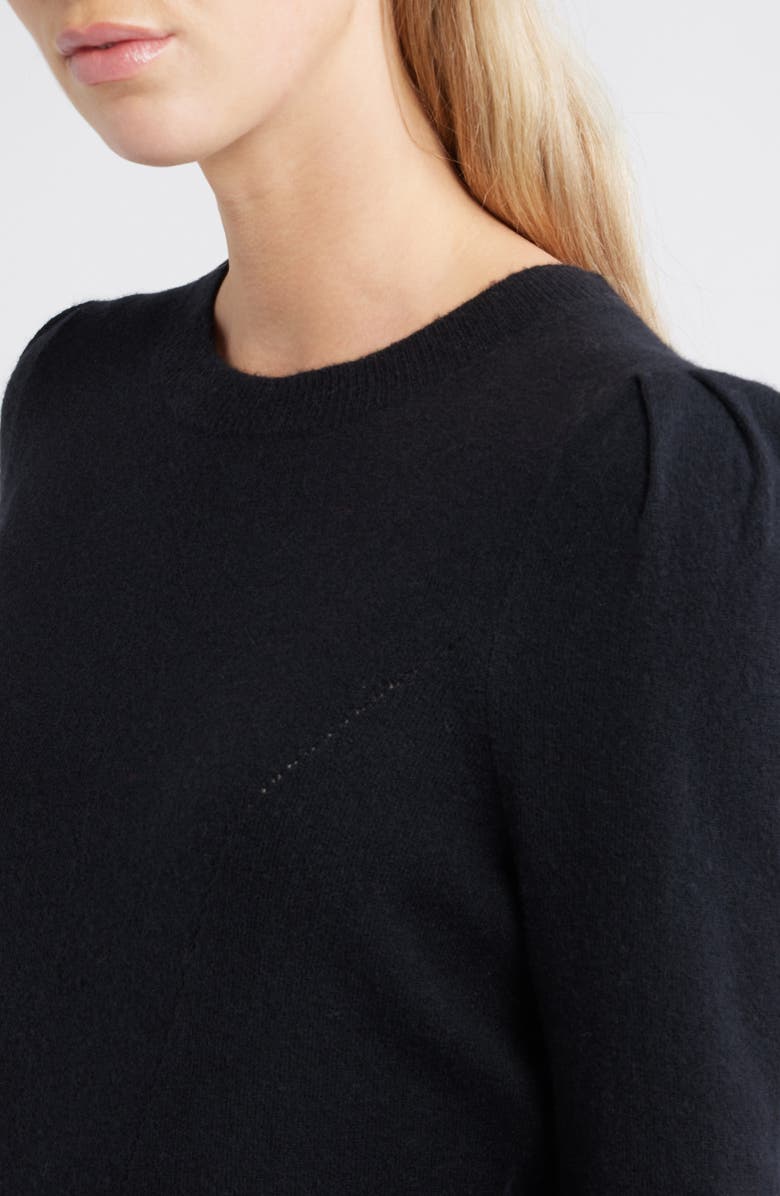 Caslon<sup>®</sup> Pointelle Detail Crewneck Sweater, Alternate, color, Black