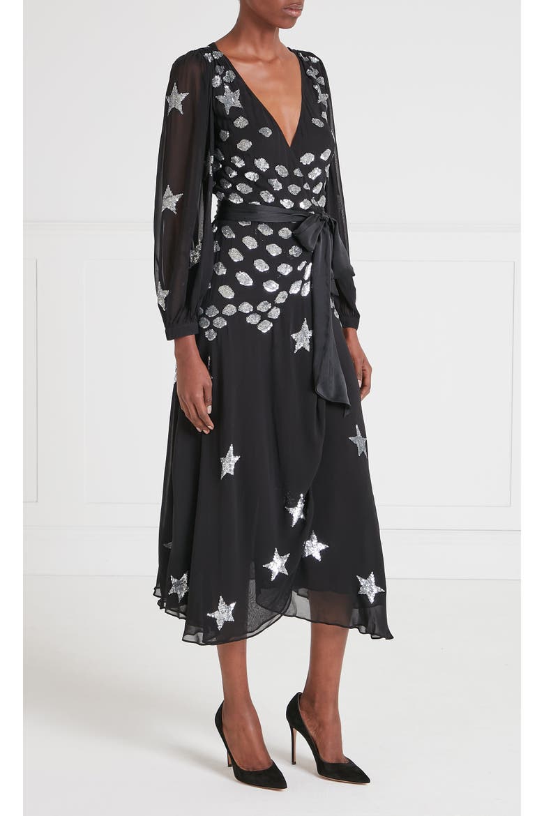 Etoile Wrap Dress, Main, color, Black Mix