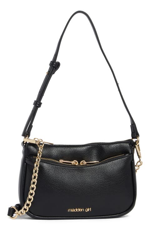 3-Piece Faux Leather Shoulder Bag & Charms Set