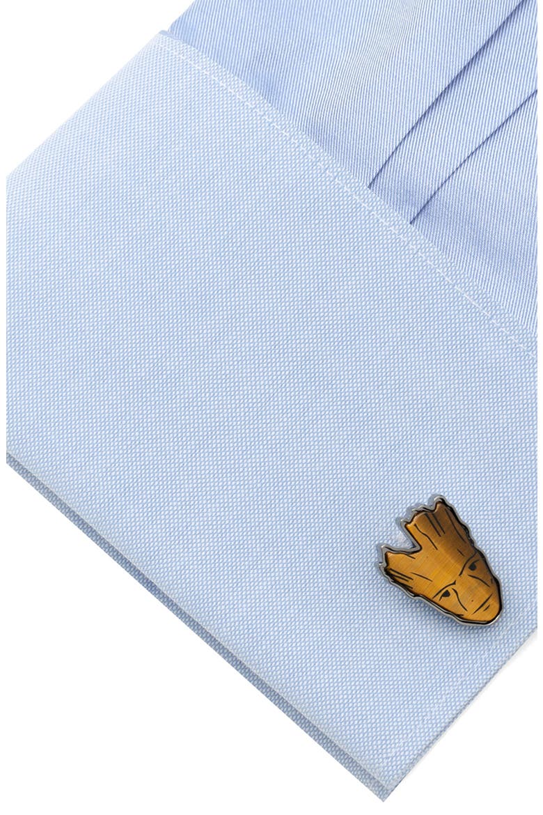 I Am Groot Tiger's Eye Cuff Links, Alternate, color, BROWN