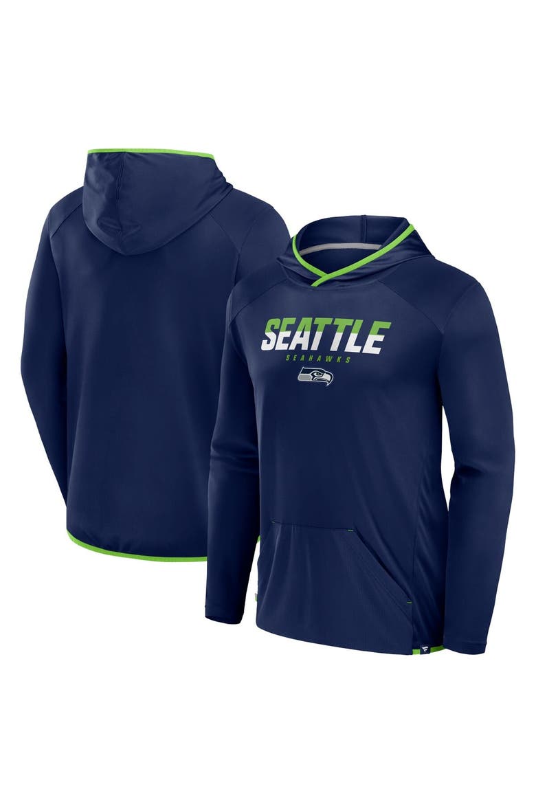 Men's Fanatics College Navy Seattle Seahawks Transitional Defender Hoodie Long Sleeve T-Shirt, Main, color, College Navy