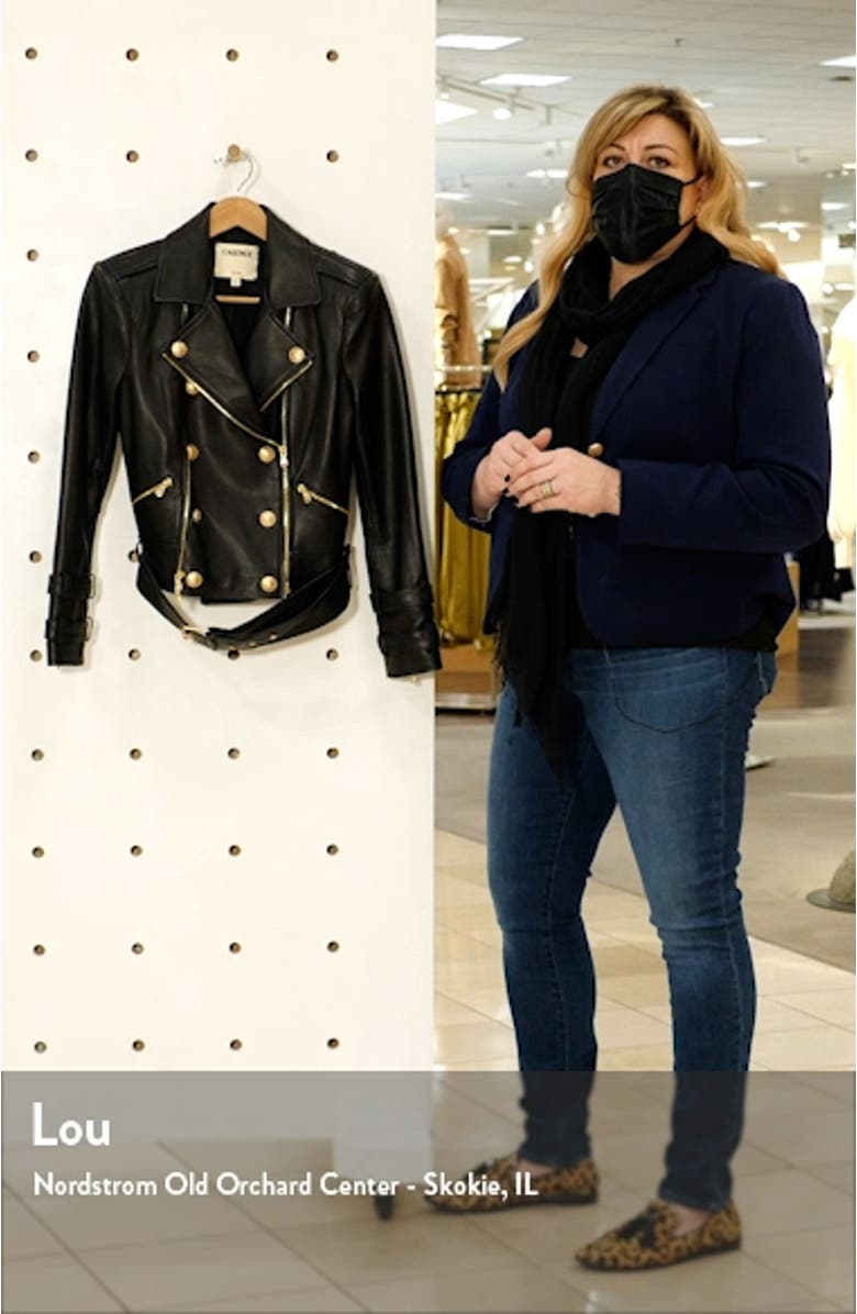 Billie Belted Leather Moto Jacket, sales video thumbnail
