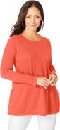 Jessica London Ribbed Baby Doll Tunic Sweater