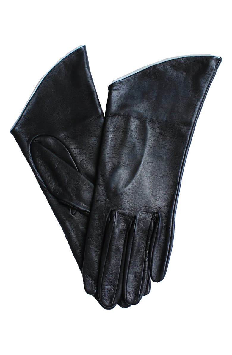 Paula Rowan Sophianna Leather Gloves, Main, color, Black/ Cream