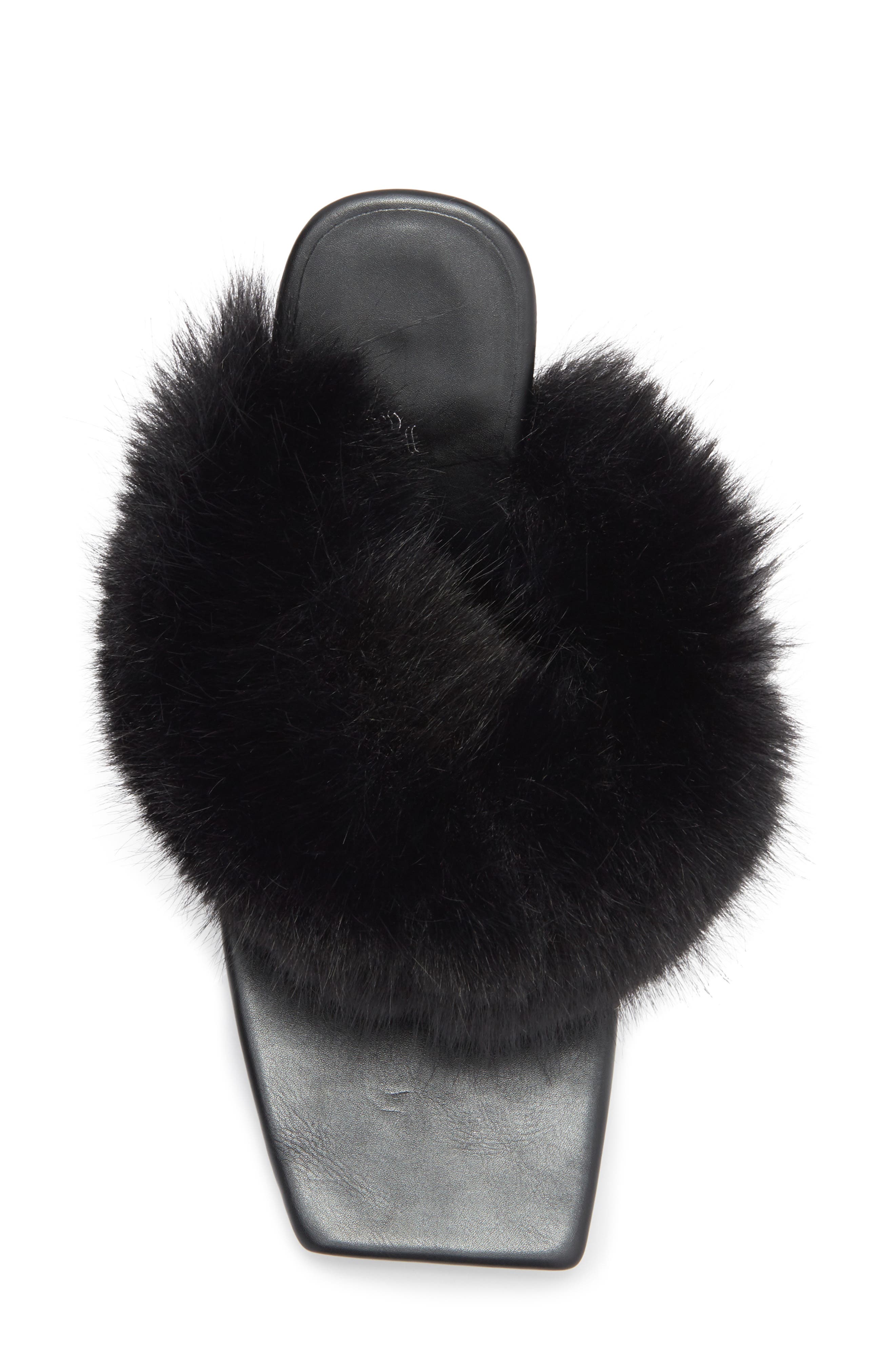 Jeffrey Campbell Delusions Faux Fur Slide Sandal, Alternate, color, Black Combo