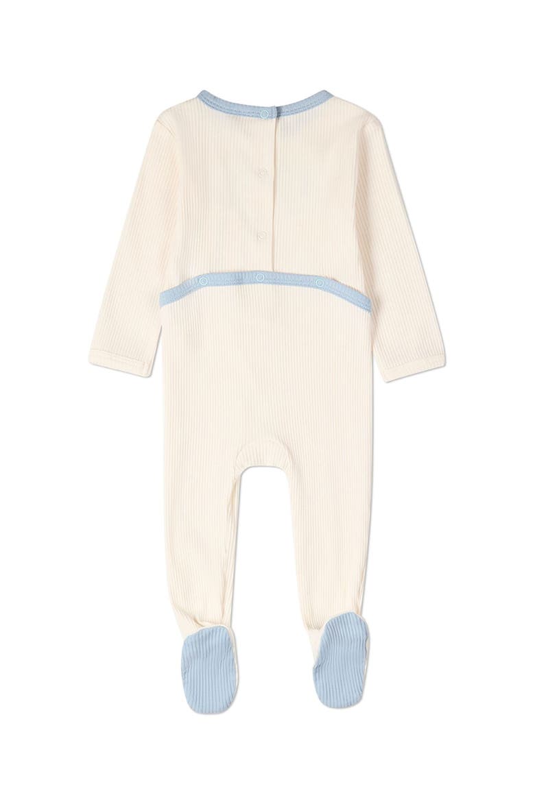 Baby  Framed Foliage Embroidered Footie, Alternate, color, Blue
