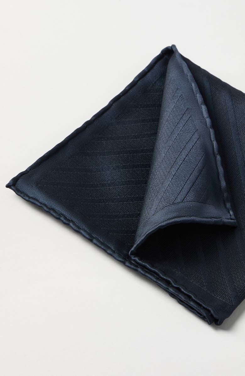 Brunello Cucinelli Silk pocket square, Alternate, color, Navy Blue