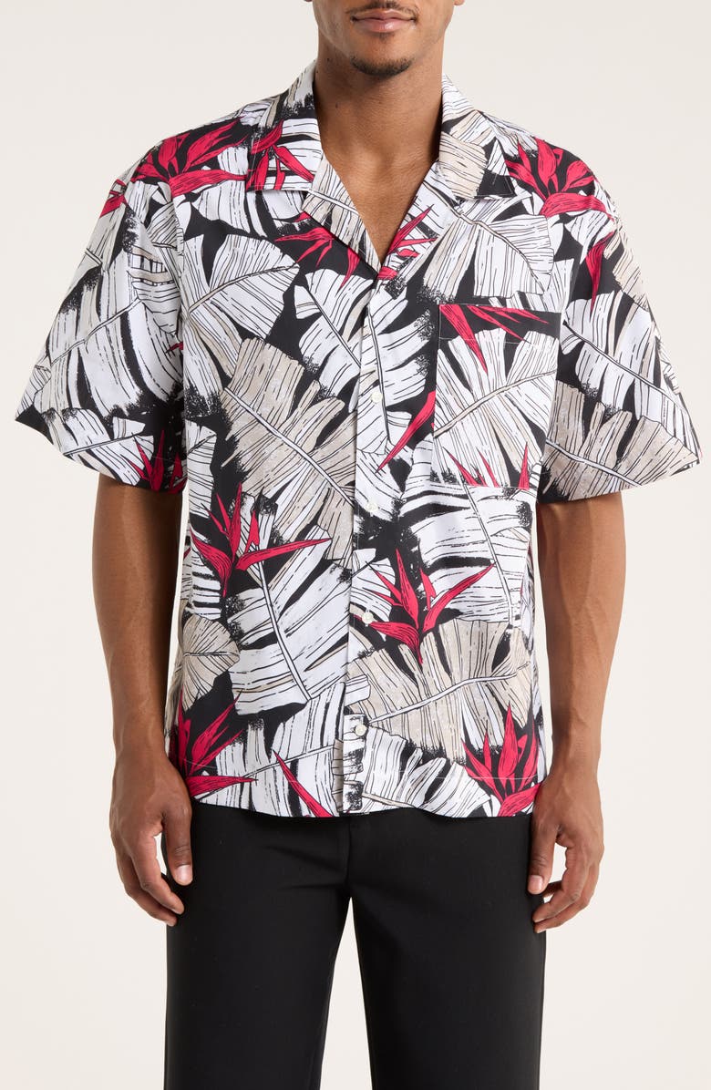 BOSS Egeeno Oversize Fit Cotton Button-Up Shirt, Main, color, Light/ Pastel Grey