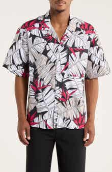 BOSS Egeeno Oversize Fit Cotton Button-Up Shirt