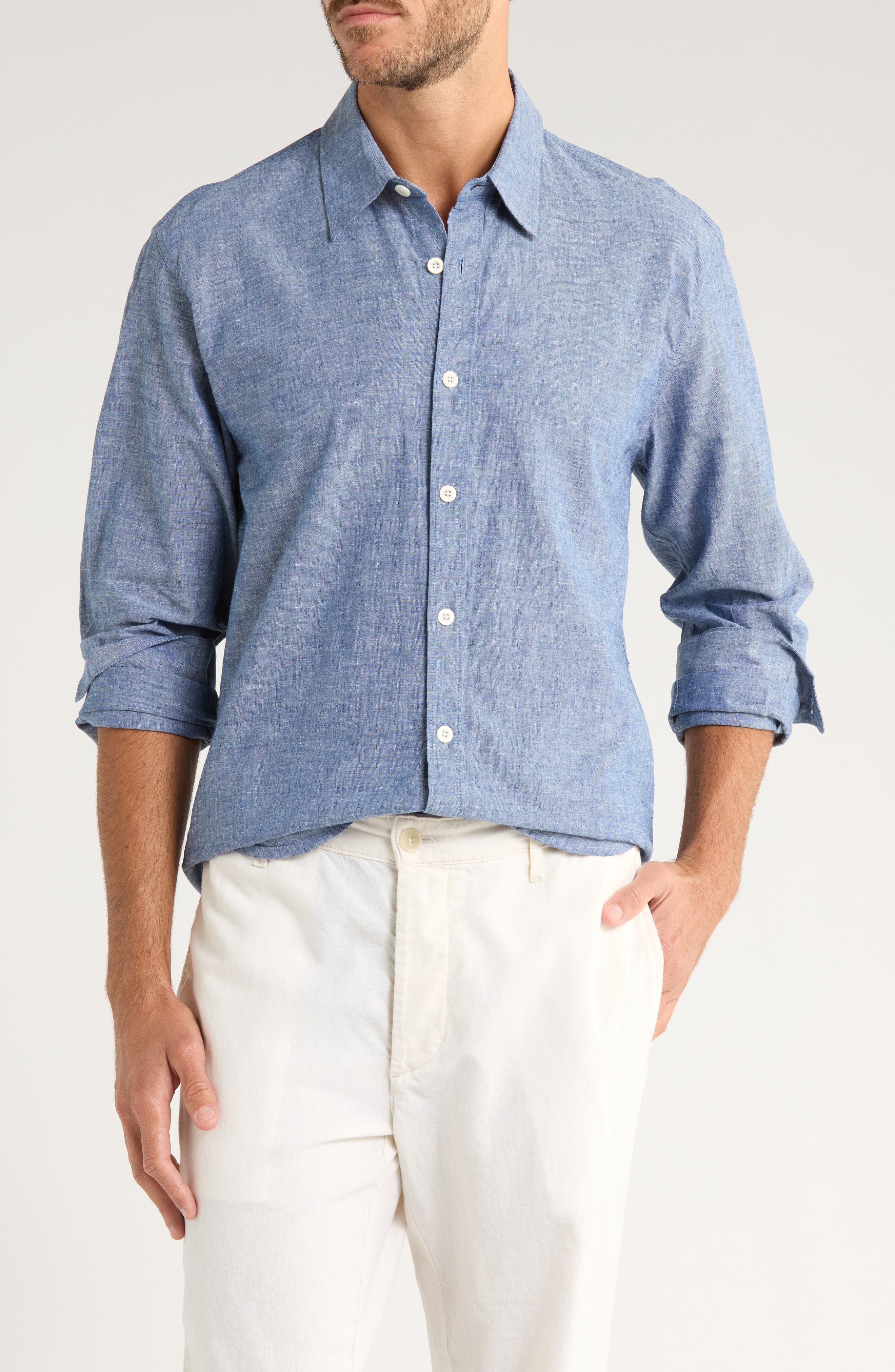 Coastaoro Linen & Cotton Blend Button-Up Shirt