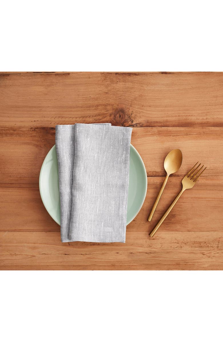 Solino Home Linen Cocktail Napkins Set of 12, 6 x 6 Inch for Dining Table, Holiday and Everyday Table Decor - Athena, Alternate, color, Oyster Grey