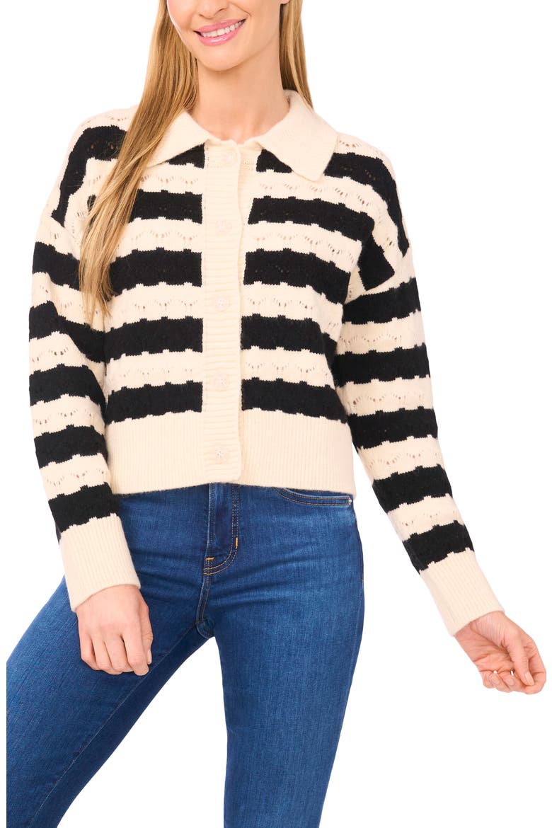 Stripe Collared Cardigan, Main, color, ANGORA
