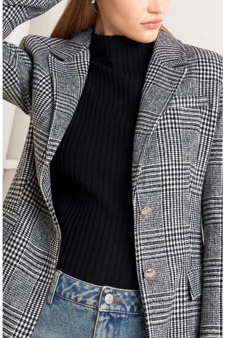 Houndstooth Plaid Blazer, Alternate, color, BLACK WHITE