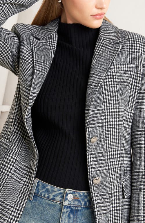 Freemarket Houndstooth Plaid Blazer In Gray