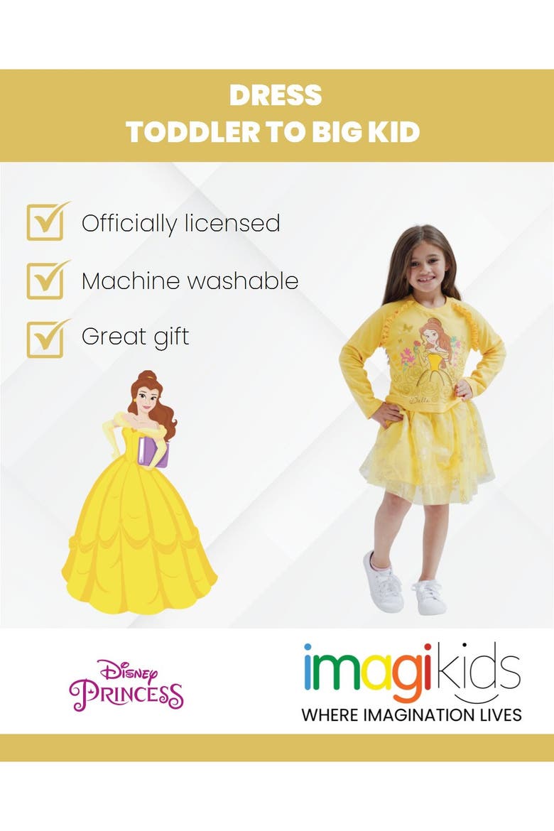 Princess Long Sleeve Tutu Dress, Alternate, color, Yellow Belle