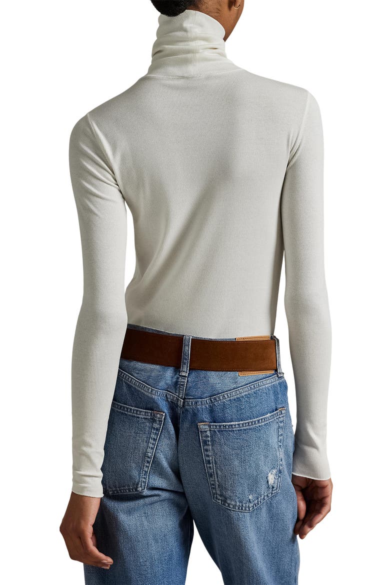 Long Sleeve Rib Knit Turtleneck Top, Alternate, color, WHITE