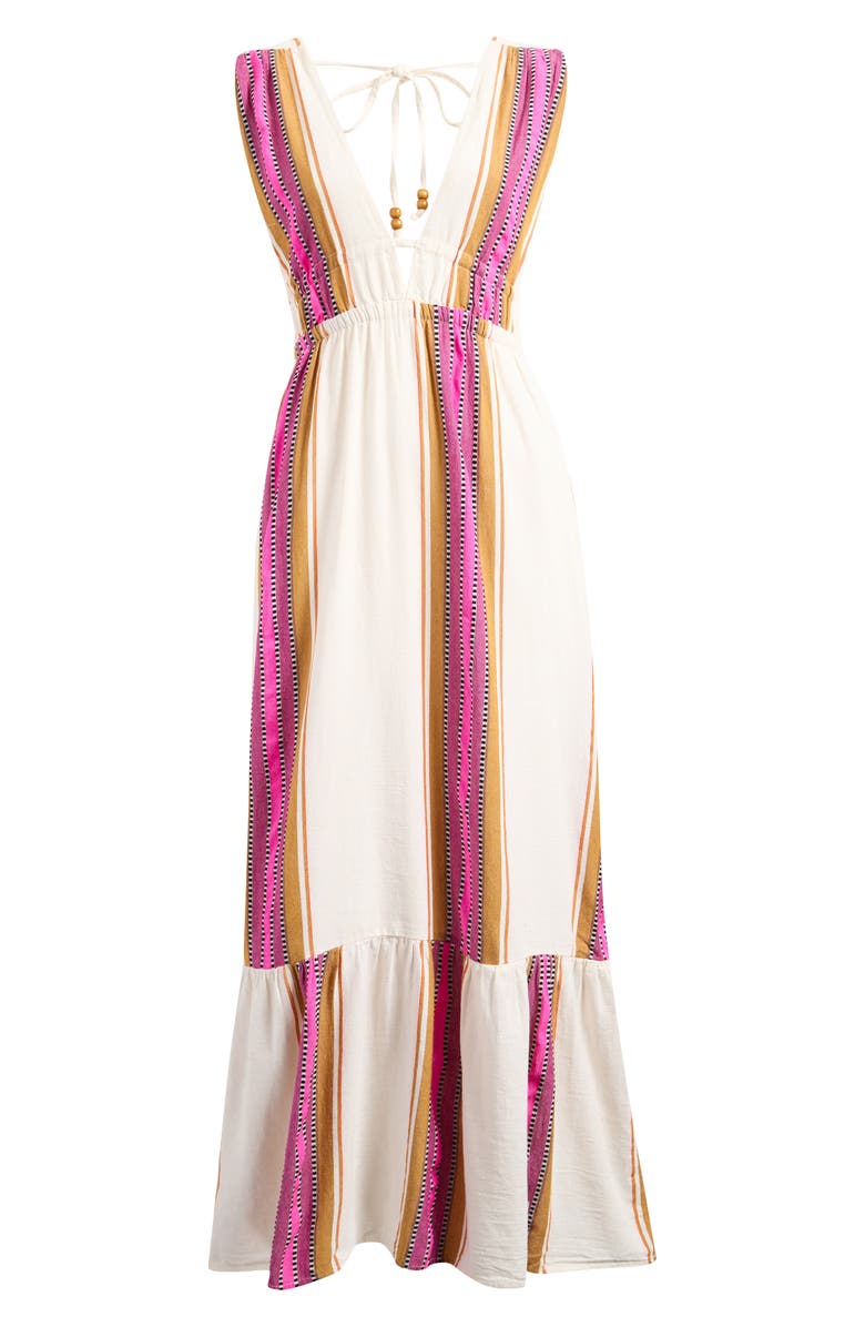 Elan Print Sleeveless Ruffle Hem Cover-Up Maxi Dress, Alternate, color, Natural Pink