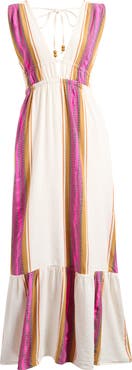 Elan Print Sleeveless Ruffle Hem Cover-Up Maxi Dress