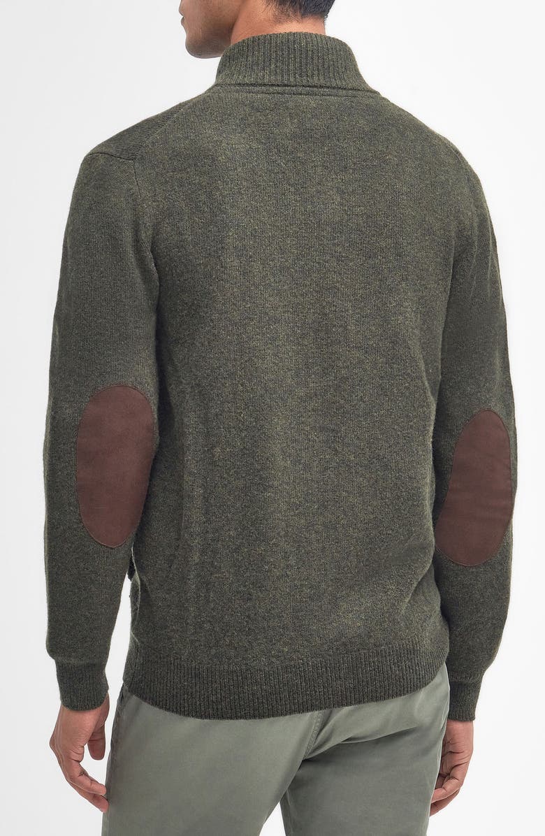 Barbour Elbow Patch Wool Cardigan, Alternate, color, Seaweed