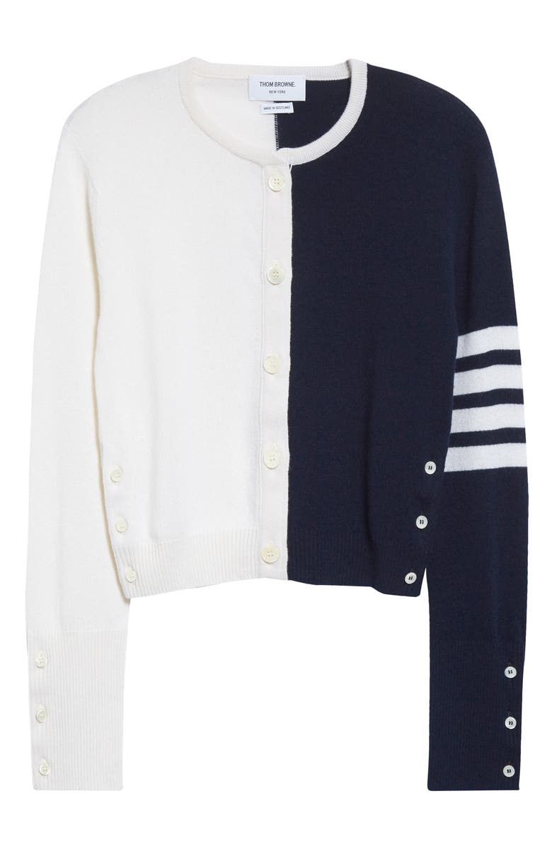Thom Browne 4-Bar Crop Cashmere Cardigan, Alternate, color, 