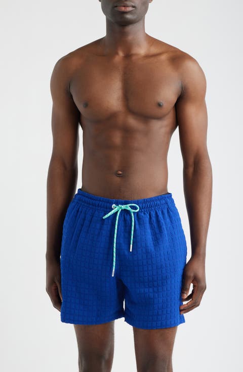 The Citrus Punches Grid Textured 5.5-Inch Swim Trunks