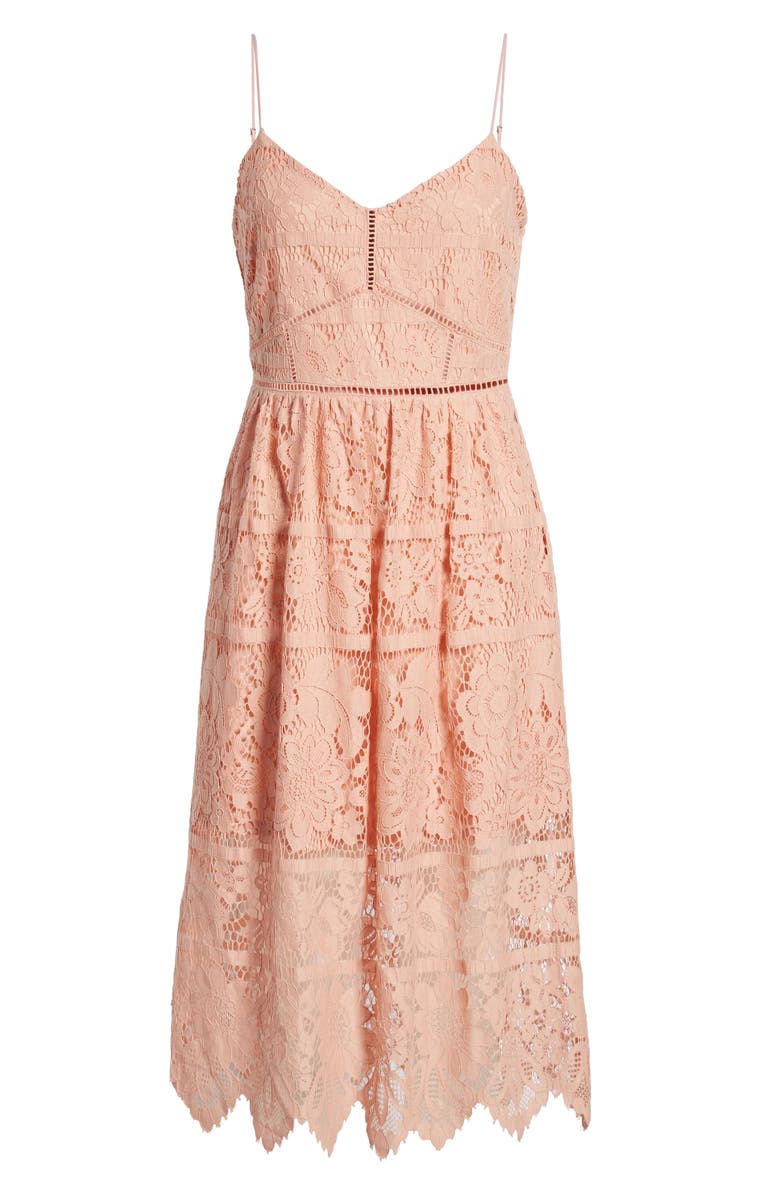 Love, Fire Cotton Blend Lace Midi Dress, Alternate, color, 