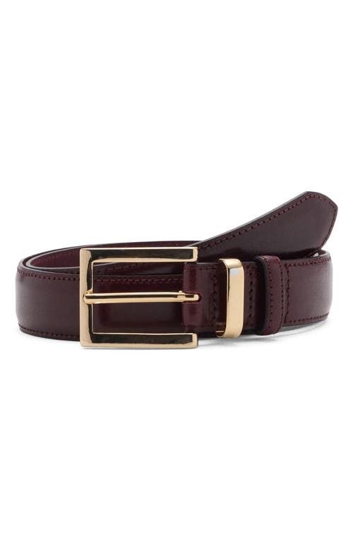 MANGO Leather Belt in Burgundy 