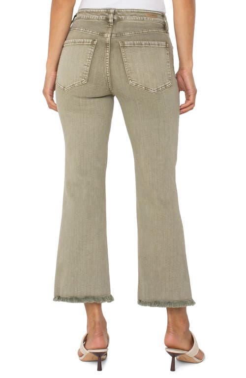 Liverpool Los Angeles Hannah Frayed Crop Flare Jeans In Green