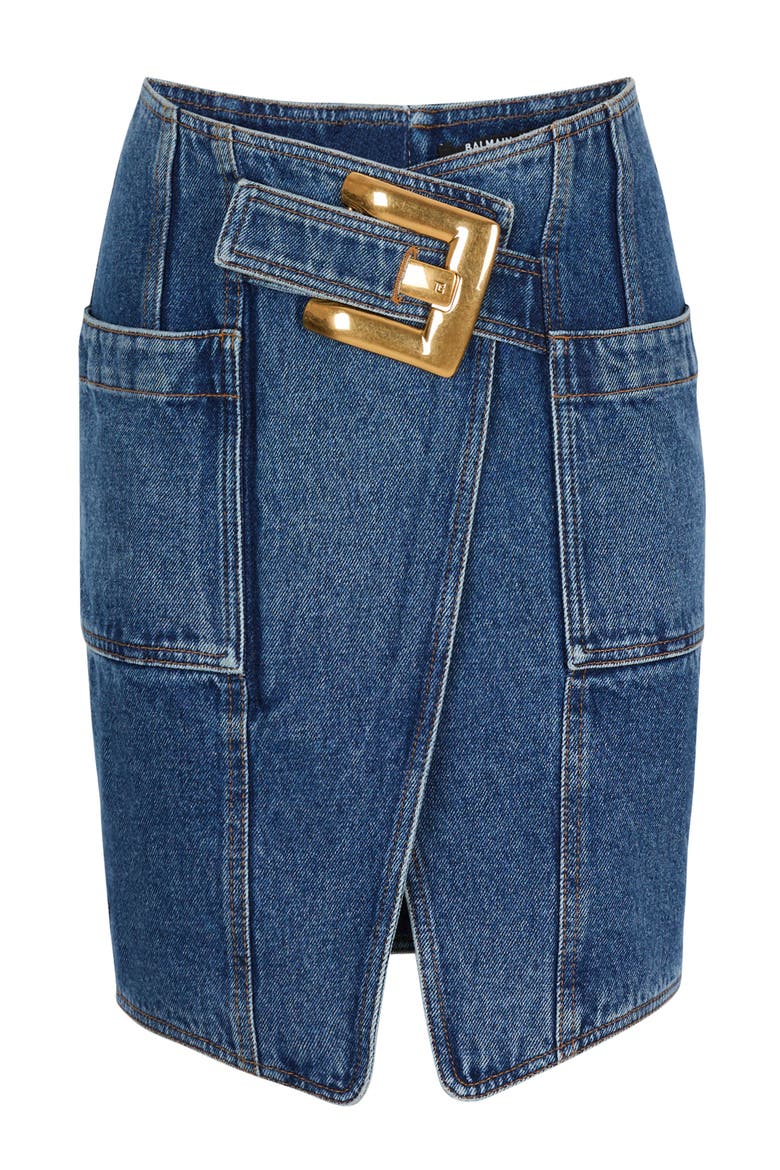 Short denim skirt with belt, Alternate, color, blue