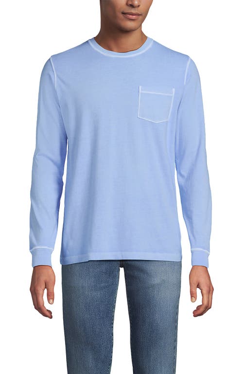 Lands' End Super-t Long Sleeve T-shirt With Pocket In Blue