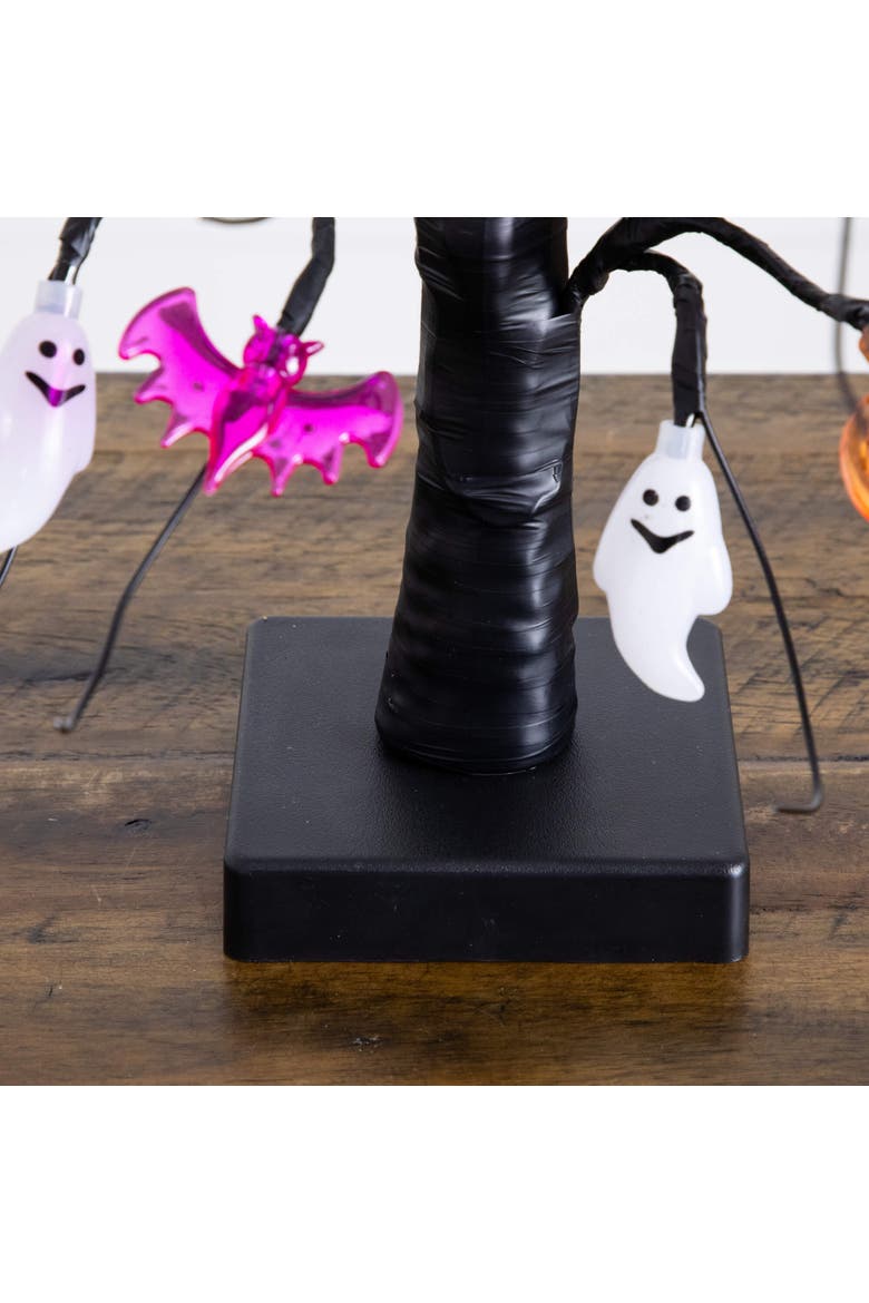 18-in Pre-Lit Artificial Halloween Ghost, Bats & Pumpkins 24 LED Lighted Ornament Tree, Alternate, color, Black