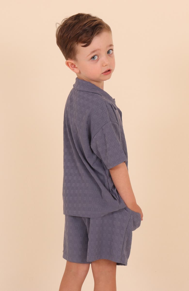 TINY TRIBE Kids' Textured Button-Up Shirt, Alternate, color, Slate Blue
