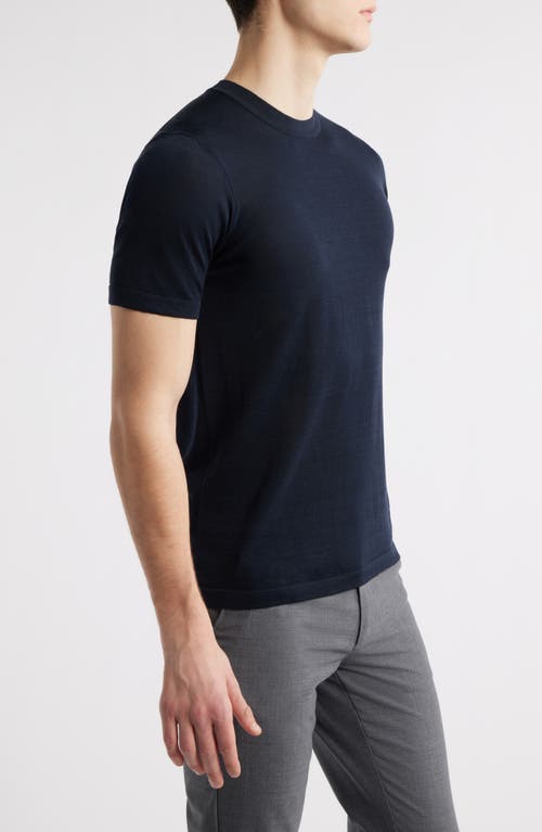 Jack Victor Wellington Heathered Cotton & Silk Crewneck T-shirt In Midnight