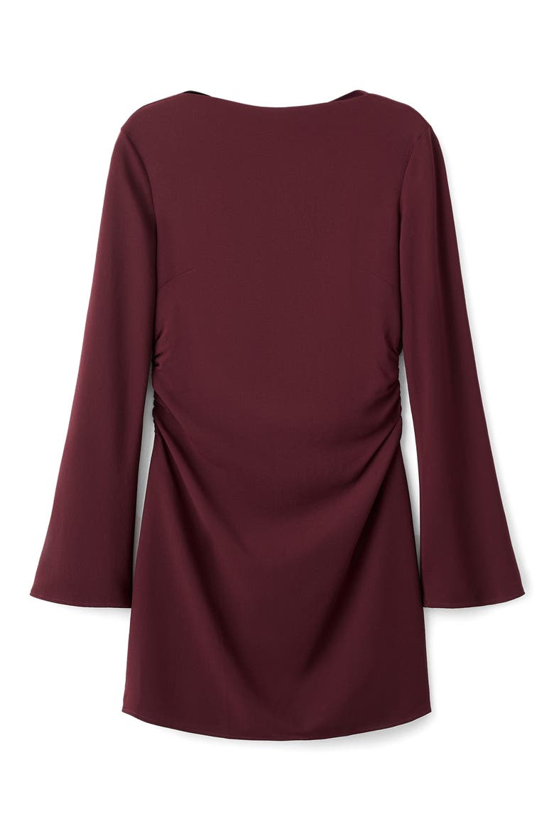 Ruched Bateau Neck Long Sleeve Minidress, Alternate, color, MAROON