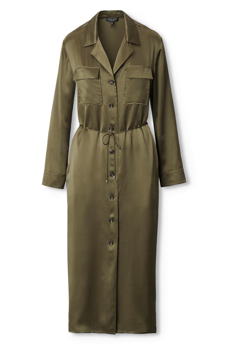 Sonny Silk Midi Shirtdress, Alternate, color, ARMY