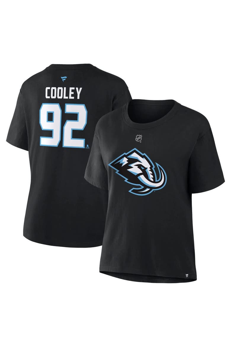 Women's Fanatics Logan Cooley Black Utah Mammoth Authentic Stack Name & Number T-Shirt, Main, color, Black
