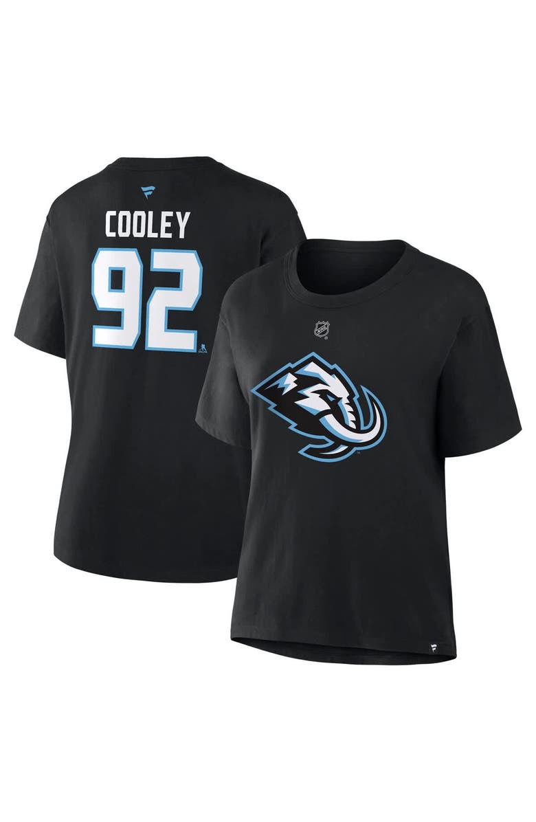 FANATICS Women's Fanatics Logan Cooley Black Utah Mammoth Authentic Stack Name & Number T-Shirt, Main, color, Black