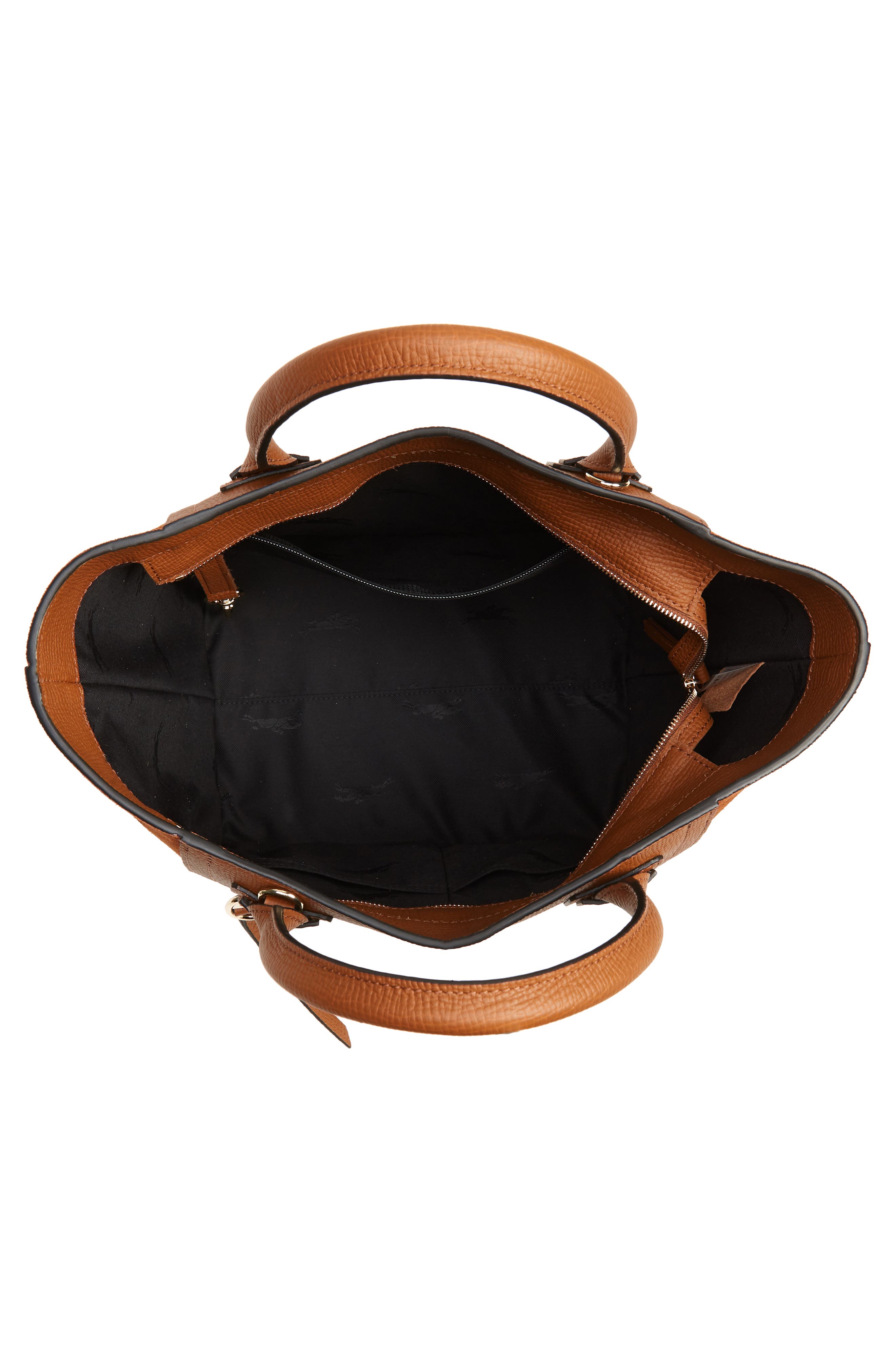 Longchamp Medium Mailbox Suede & Leather Top Handle Bag, Alternate, color, Cognac