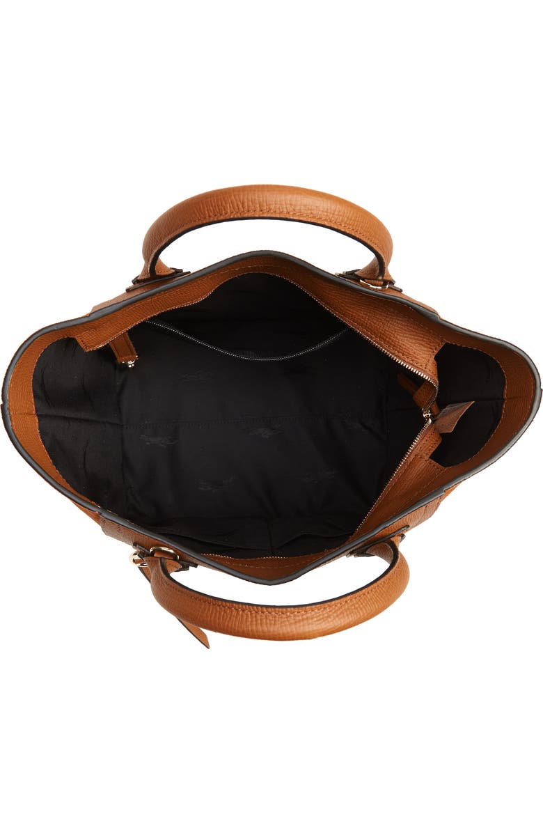 Longchamp Medium Mailbox Suede & Leather Top Handle Bag, Alternate, color, Cognac