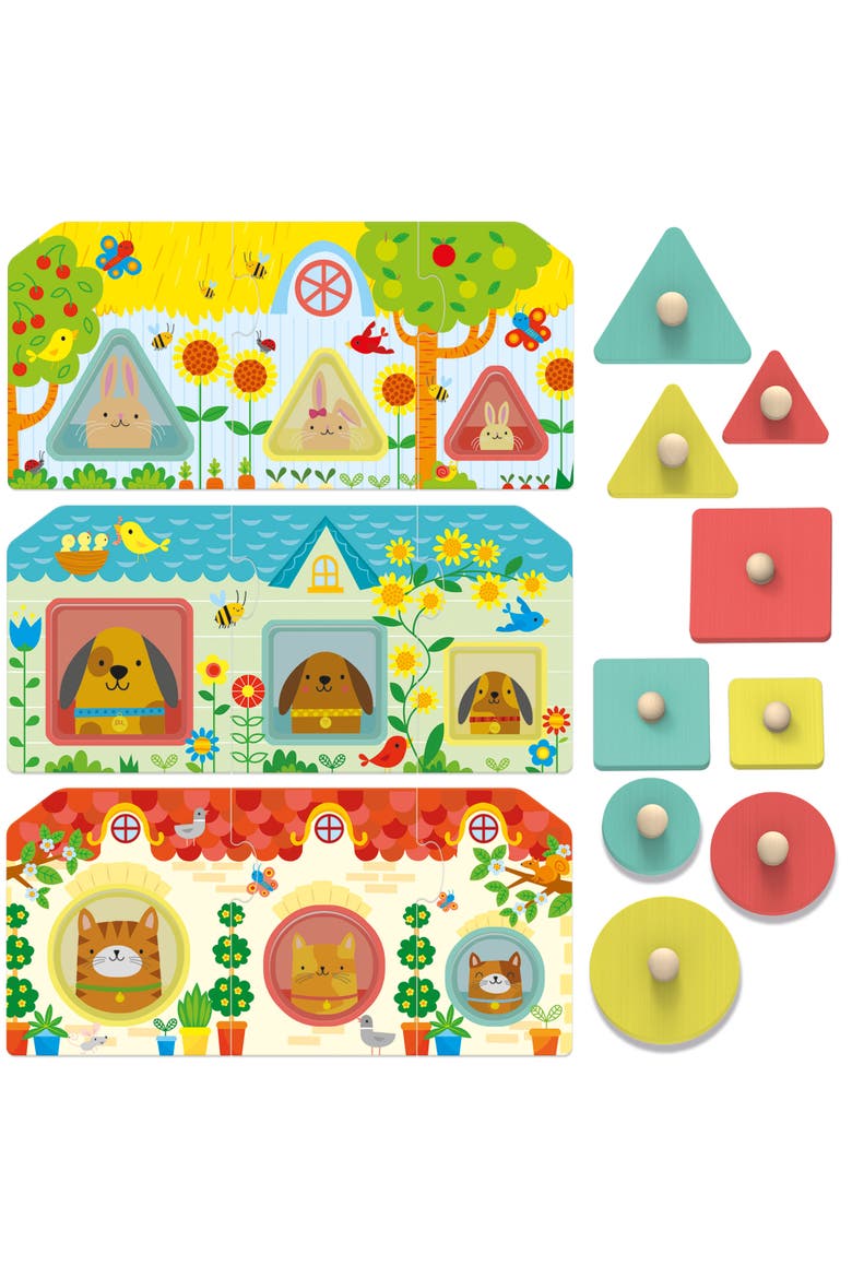Progressive Babies Montessori Wooden Shapes & Colors Matching Game, Alternate, color, Multicolored
