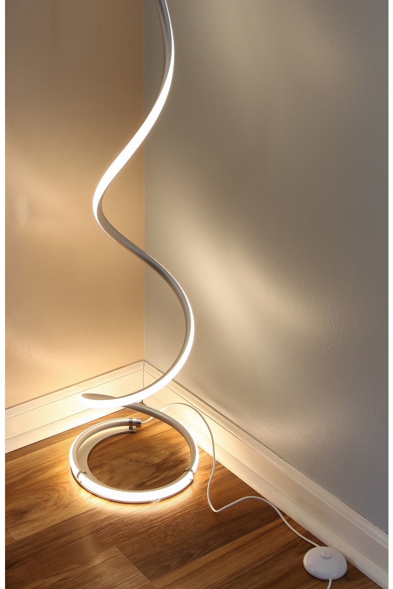 Allure 38" Spiral LED Floor Lamp with Built-In 3-Way Dimmer Function, Alternate, color, Polished Silver