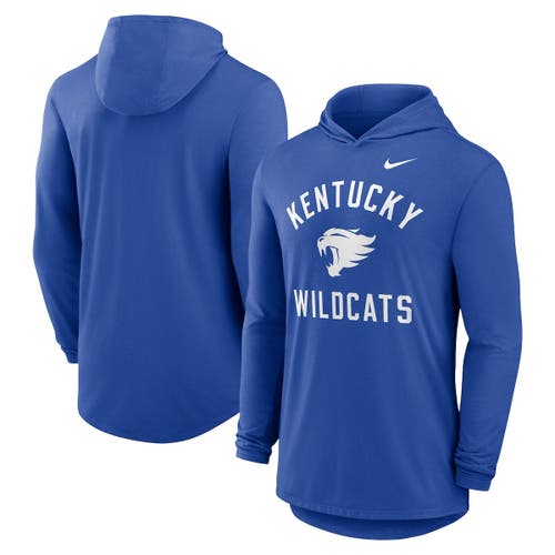 Nike Royal Kentucky Wildcats Classic Arch Tri-blend Long Sleeve Hoodie T-shirt In Blue