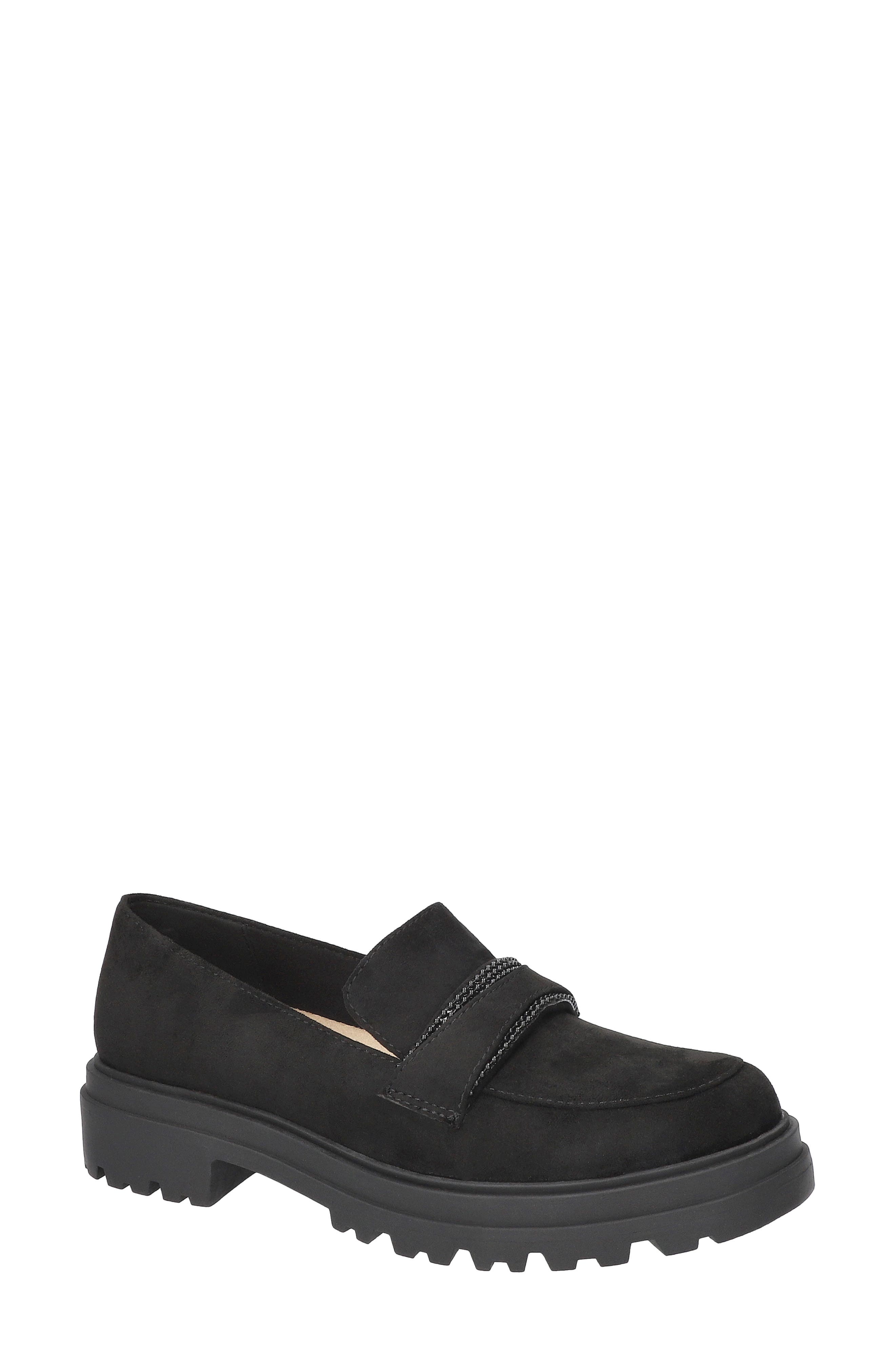 Pulse Faux Leather Platform Loafer, Main, color, BLACK SUEDE
