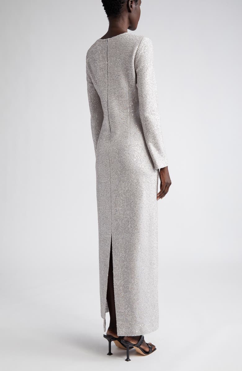 St. John Evening V-Neck Long Sleeve Sequin Column Gown, Alternate, color, 