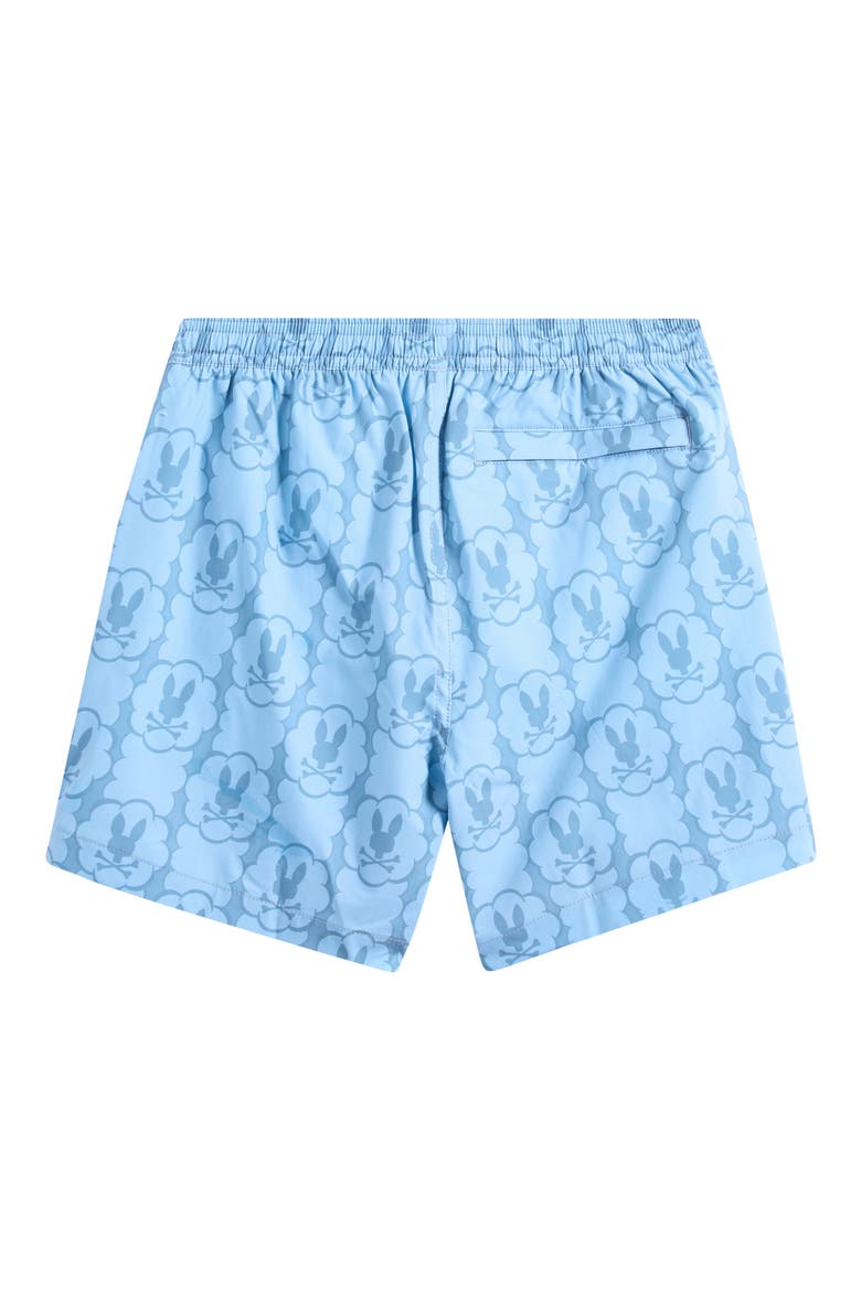 Kids' Toby Bunny Print Swim Trunks, Alternate, color, GLACIER LAKE